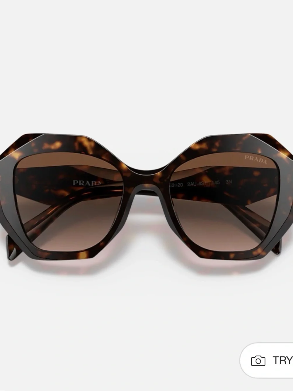 Prada Tortoiseshell Geometric Sunglasses with Brown Gradient Lenses
